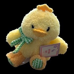 Animal Adventure Plush Toy Yellow Chick Easter Small NWT Gingham Bow Tie